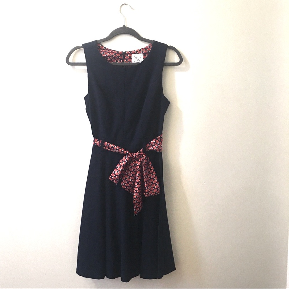 MOD Kit & Sky Navy Blue Dress w SCANDI Floral belt